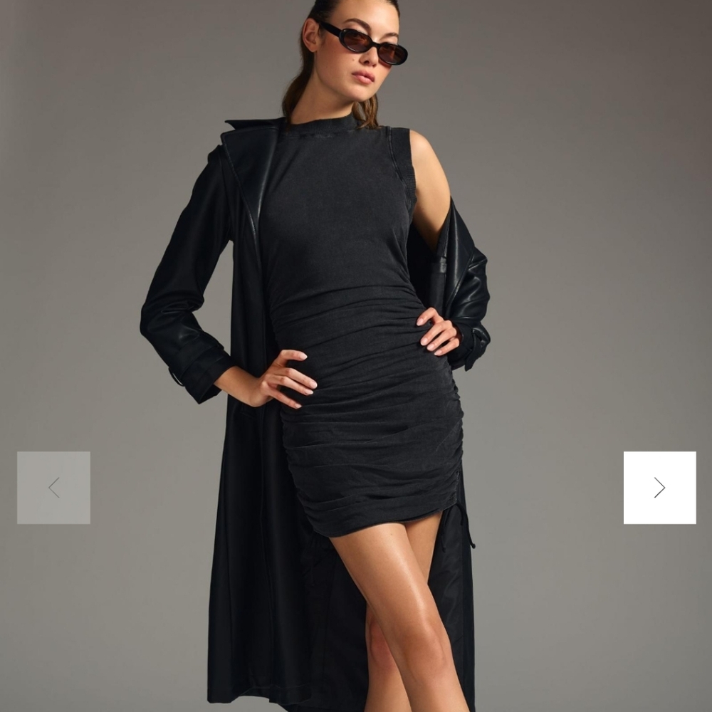 Daily Practice by Anthropologie Sleeveless Ruched Mini Dress Black